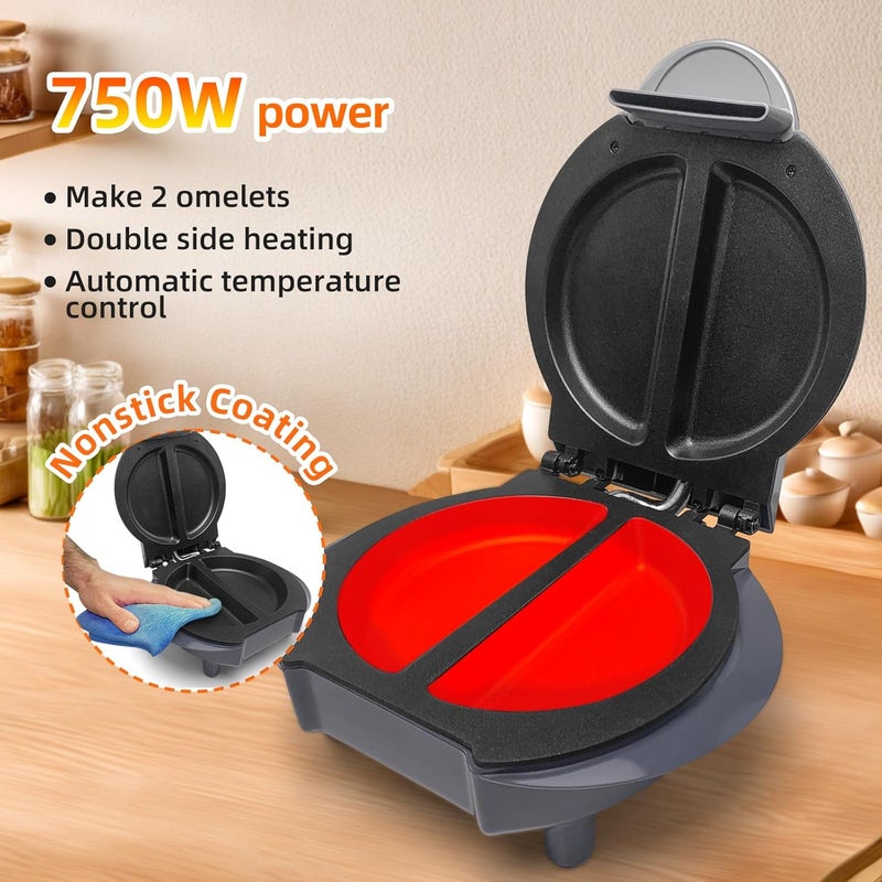 Aoruru Electric Omelet Maker Frittata Snack Pocket Maker Dessert Maker Non-Stick Stainless Steel 6.5" - Image 4